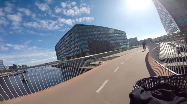 Freewheeling downhill along the winding Cykelslangen.