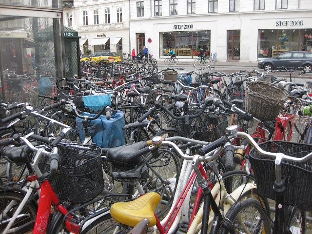 Bicycles by the dozens.