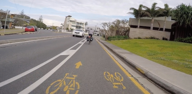 Dedicated bicycle lane makes commuting easy between Miami and Broadbeach.