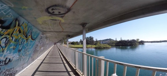 Cycleway under M1 highway crossing Terranora Creek on my ride home.