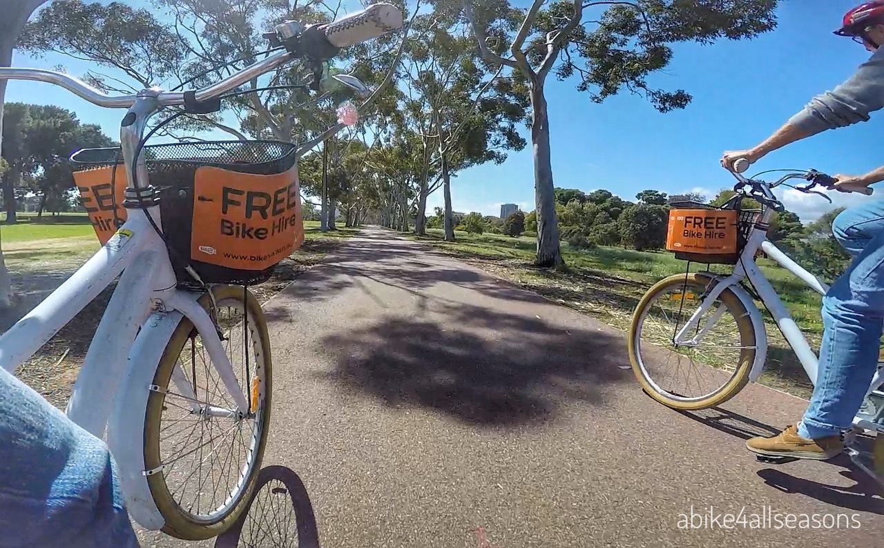 Riding Adelaide Free Bikes on Park Lands Trail