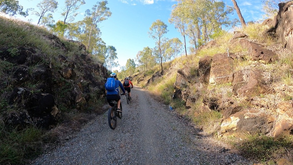 Riding through a cutting on the BVRT